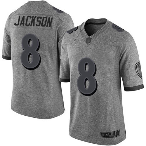 Baltimore Ravens Limited Gray Men Lamar Jackson Jersey NFL Football 8 Gridiron